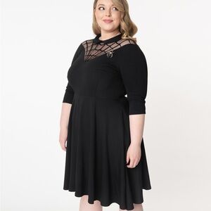 Elegant Black Dress with Mesh Detail